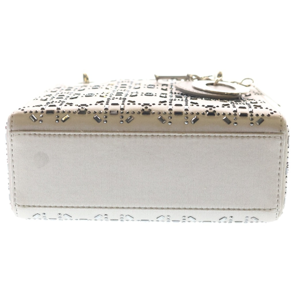 Christian Dior(クリスチャンディオール) レディディオール ラインストーン 2WAYハンドバッグ ショルダーバッグ グレー シルバー金具 レディース