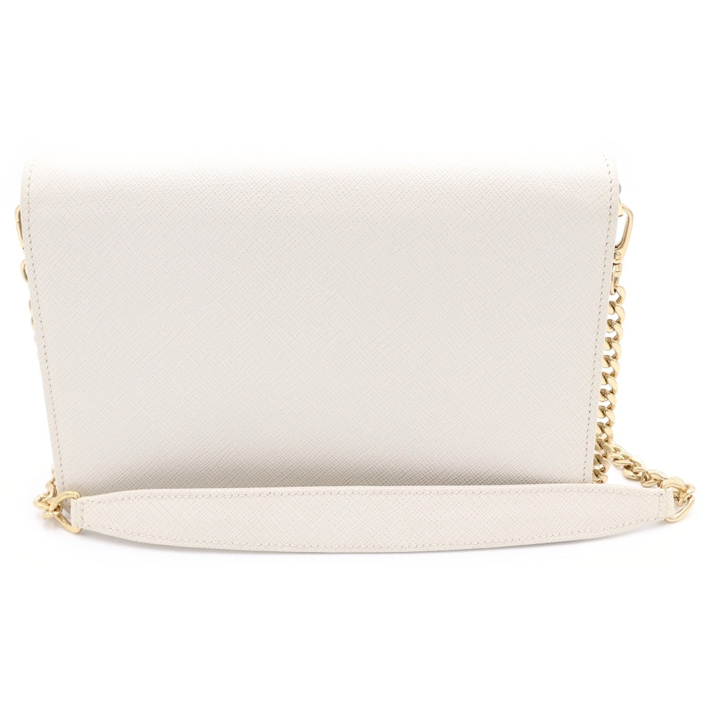 PRADA(プラダ) サフィアーノ レザー ゴールド金具 チェーンウォレット ショルダーバッグ ベージュ 1BP01 レディース