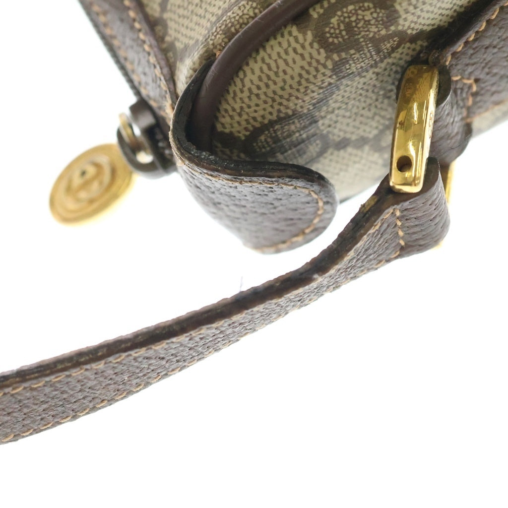 GUCCI(グッチ) GGスプリーム ショルダーバッグ ブラウン×ベージュ レザー×PVC 001 745 6177 ゴールド金具 レディース