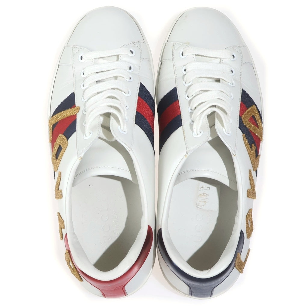 GUCCI(グッチ) エース エンブロイダリー レザー ローカットスニーカー #7 1/2 ホワイト 497090
