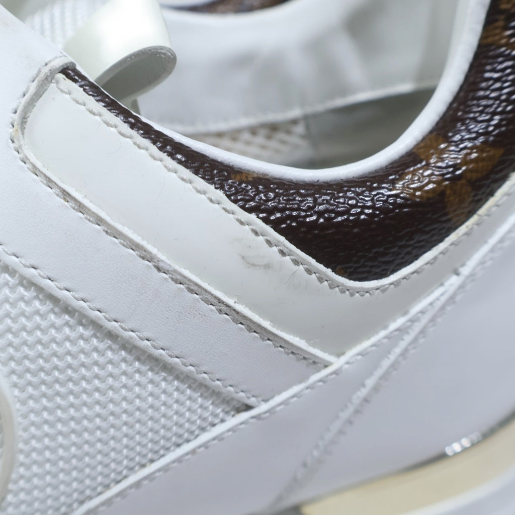LOUIS VUITTON(ルイヴィトン) モノグラムキャンバス ランアウェイライン レザー ローカットスニーカー #42 ホワイト
