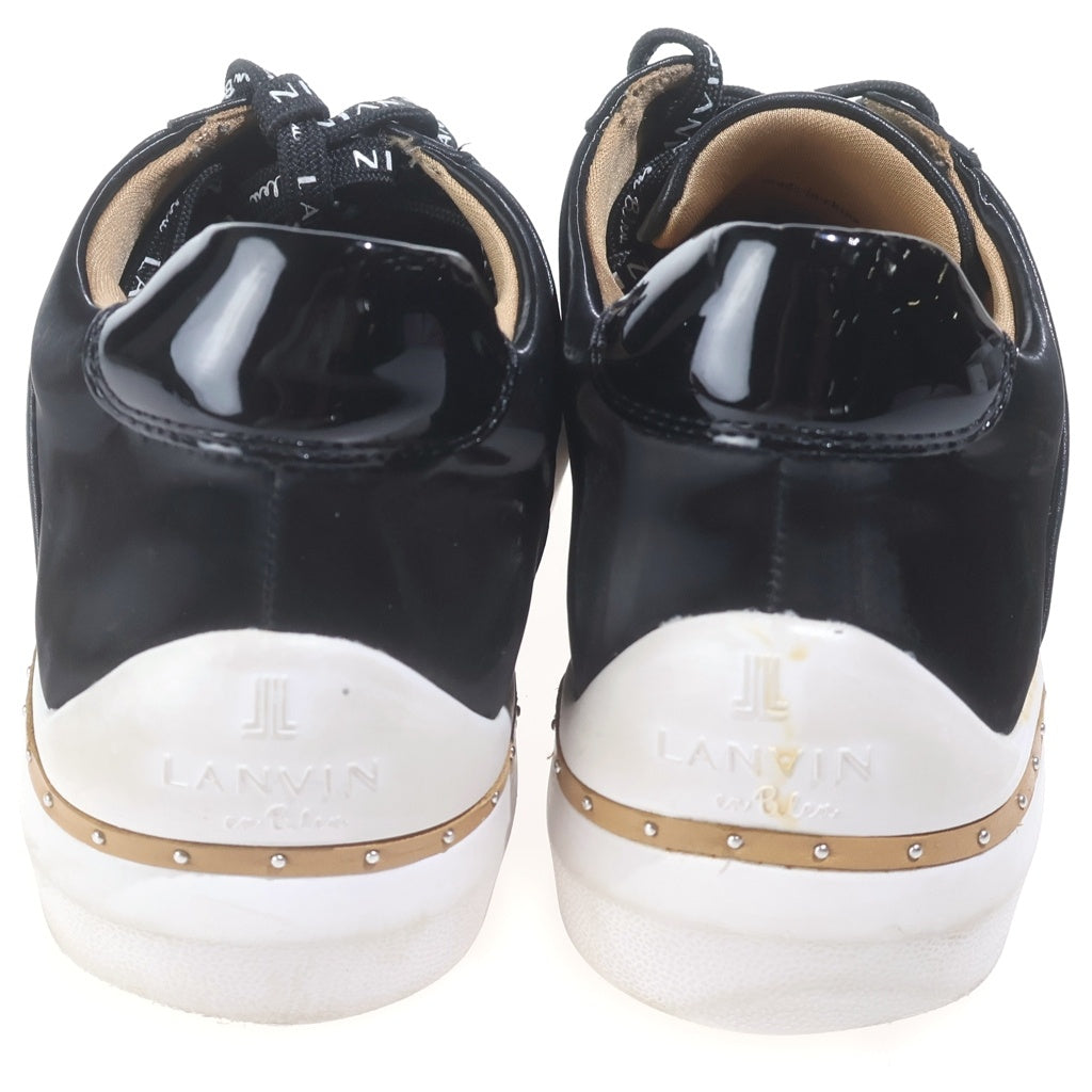 LANVIN(ランバン) レザーローカットスニーカー シューズ スタッズ パテント ブラック 2490 レディース