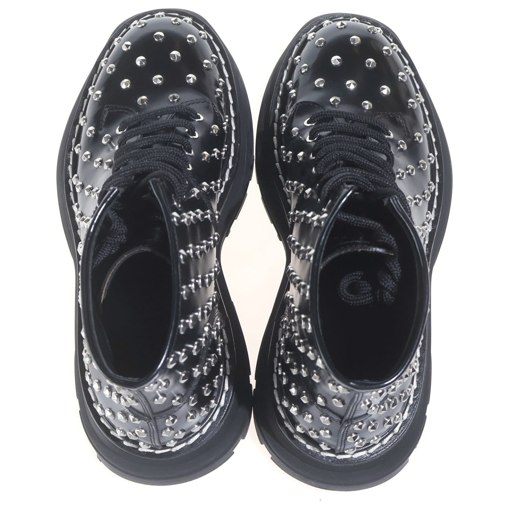 Alexander McQueen(アレキサンダーマックイーン) STUDS BIKER BOOTS スタッズ バイカーブーツ レザーアンクルブーツ シューズ ブラック 595470 レディース