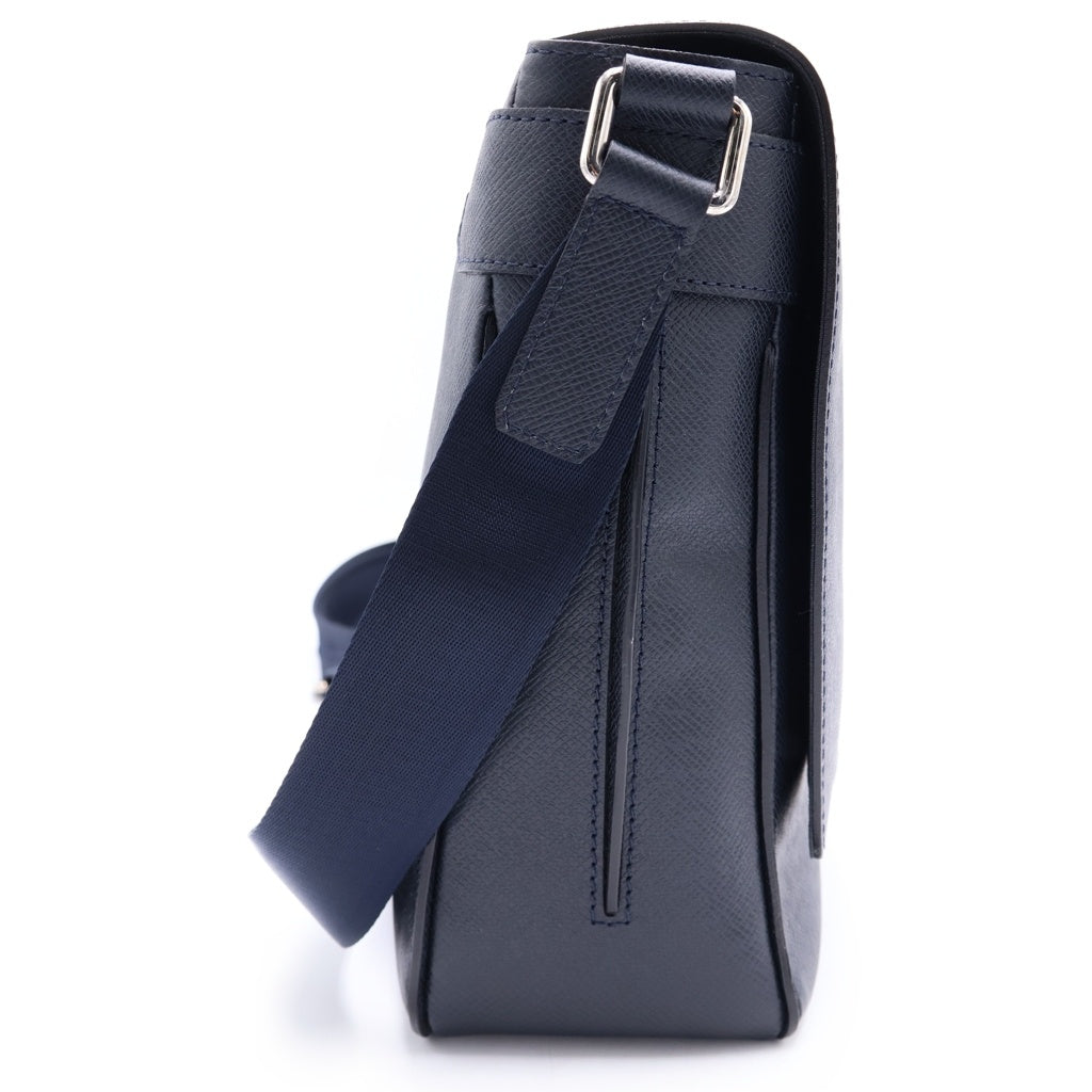 LOUIS VUITTON(ルイヴィトン) タイガ ロマン MM レザー ショルダーバッグ シルバー金具 ネイビー M32624 レディース