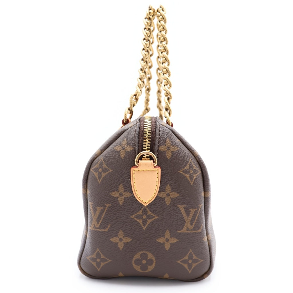 LOUIS VUITTON(ルイヴィトン) モノグラム スピーディチェーン20 2WAYハンドバッグ ボストンバッグ ショルダーバッグ ブラウン レザー×PVC M40988 ゴールド金具 レディース