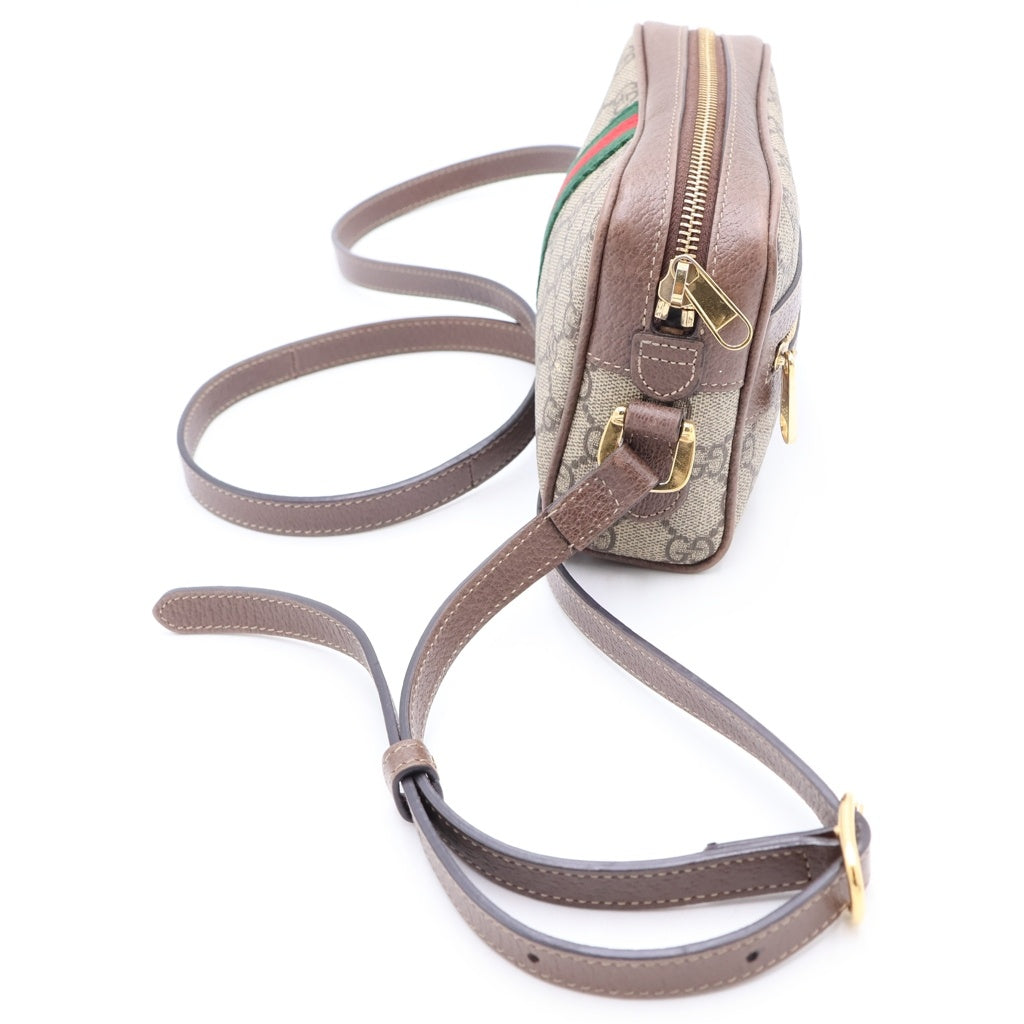 GUCCI(グッチ) オフィディア GGスプリーム ショルダーバッグ ベージュ×ブラウン レザー×PVC 517350 ゴールド金具 レディース