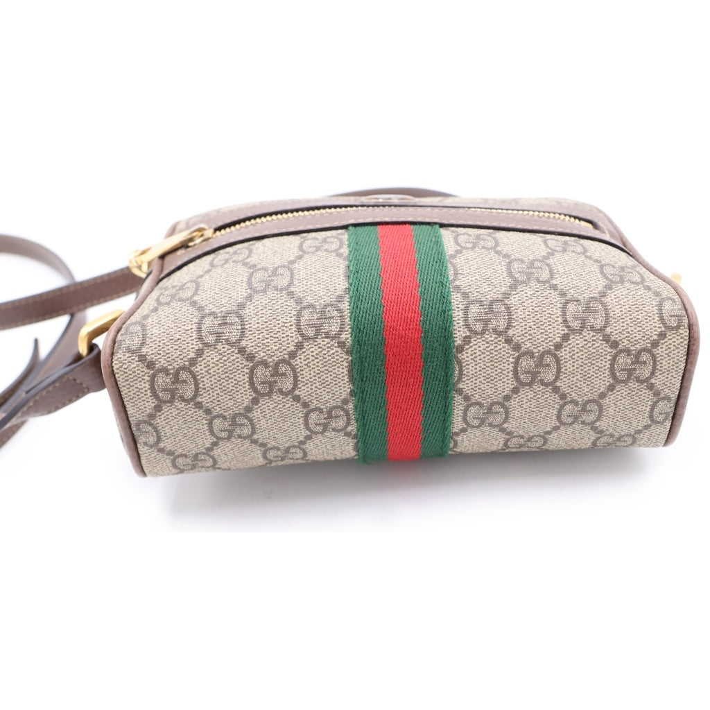 GUCCI(グッチ) オフィディア GGスプリーム ショルダーバッグ ベージュ×ブラウン レザー×PVC 517350 ゴールド金具 レディース