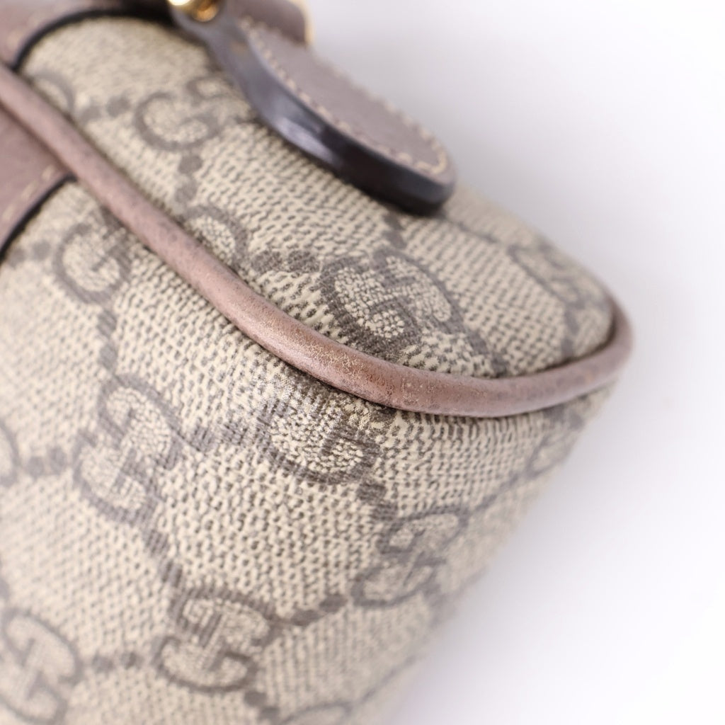 GUCCI(グッチ) オフィディア GGスプリーム ショルダーバッグ ベージュ×ブラウン レザー×PVC 517350 ゴールド金具 レディース