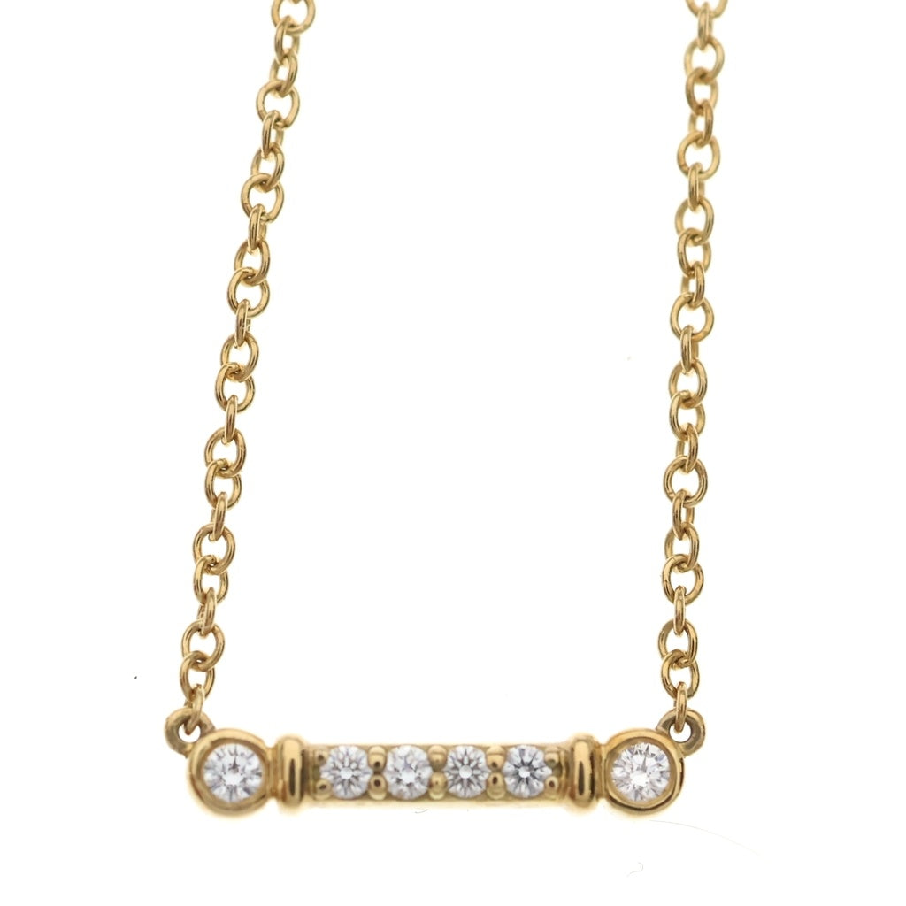 TIFFANY & Co.(ティファニー) フルールドリス バー ダイヤネックレス ペンダント チェーン イエローゴールド K18YG レディース