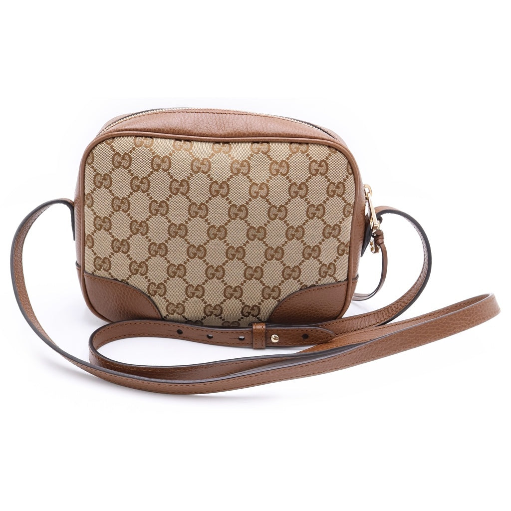 GUCCI(グッチ) GGキャンバス ショルダーバッグ ブラウン×ベージュ キャンバス×レザー 449413 ゴールド金具 レディース