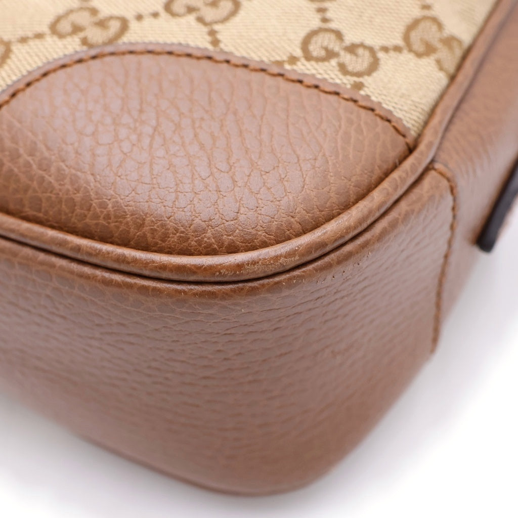 GUCCI(グッチ) GGキャンバス ショルダーバッグ ブラウン×ベージュ キャンバス×レザー 449413 ゴールド金具 レディース