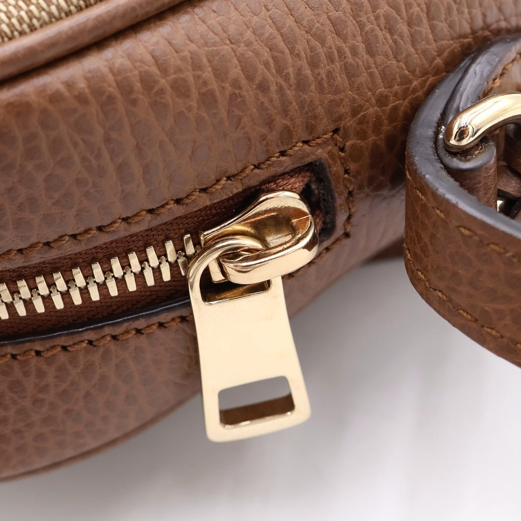 GUCCI(グッチ) GGキャンバス ショルダーバッグ ブラウン×ベージュ キャンバス×レザー 449413 ゴールド金具 レディース