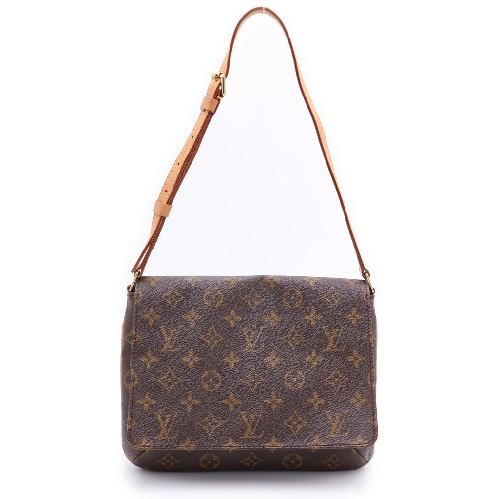 LOUIS VUITTON(ルイヴィトン) モノグラム ミュゼットタンゴ ショルダーバッグ ブラウン レザー×PVC M51257 ゴールド金具 レディース
