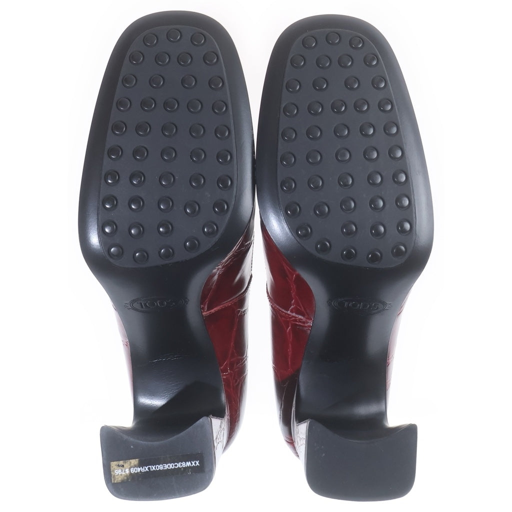 TOD'S(トッズ) ヒールパンプス レッド クロコ型押し #36 レディース
