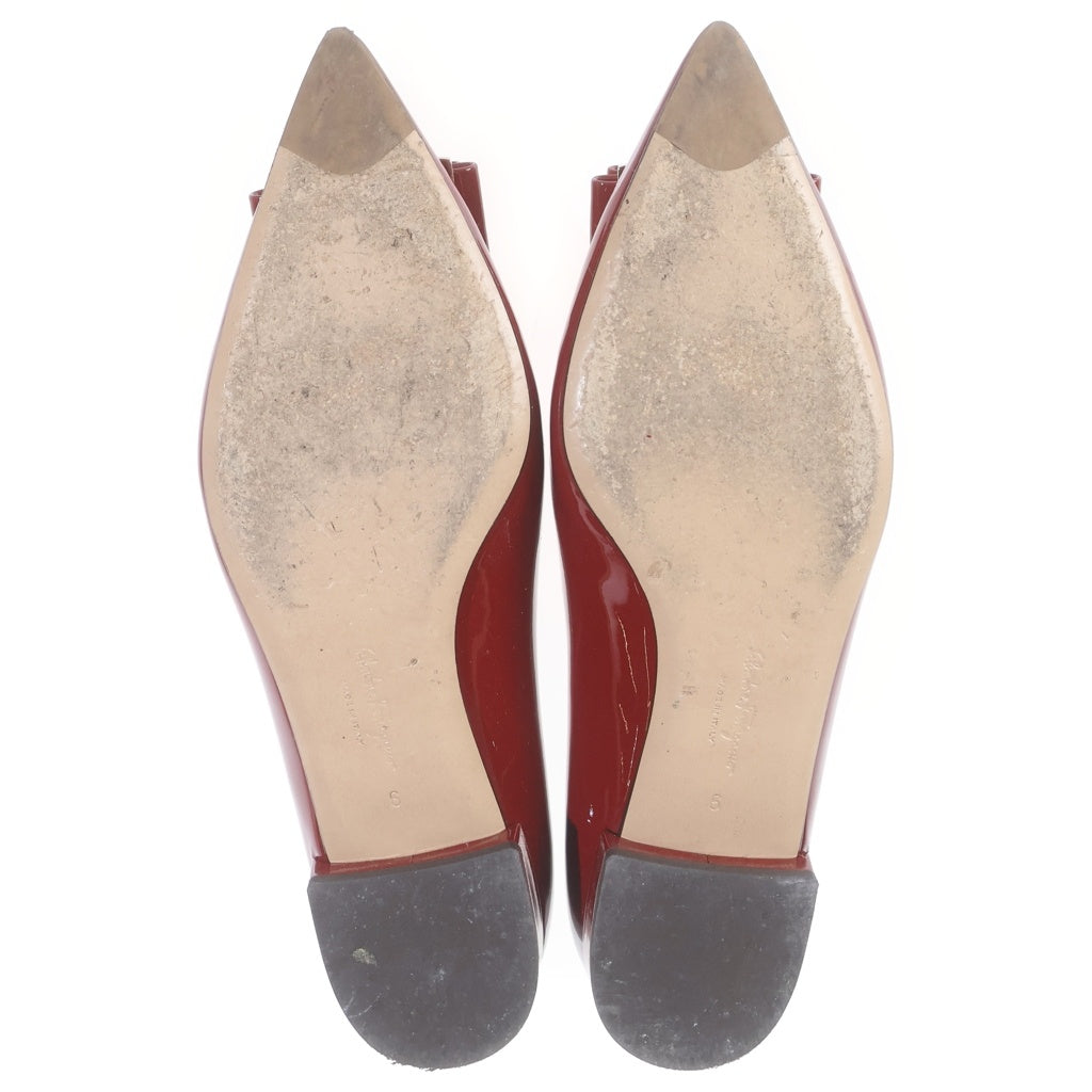 Salvatore Ferragamo(サルヴァトーレ フェラガモ) ヴァラ パンプス フラットシューズ レッド エナメル #6 レディース