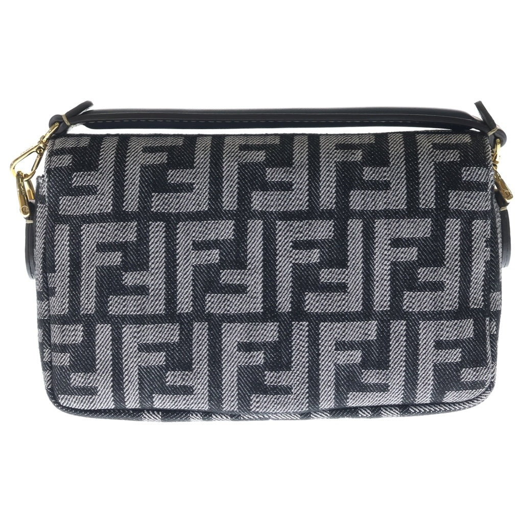 FENDI(フェンディ) バゲットバッグミニ ズッカ 2WAYハンドバッグ ショルダーバッグ グレー デニム ゴールド金具 レディース