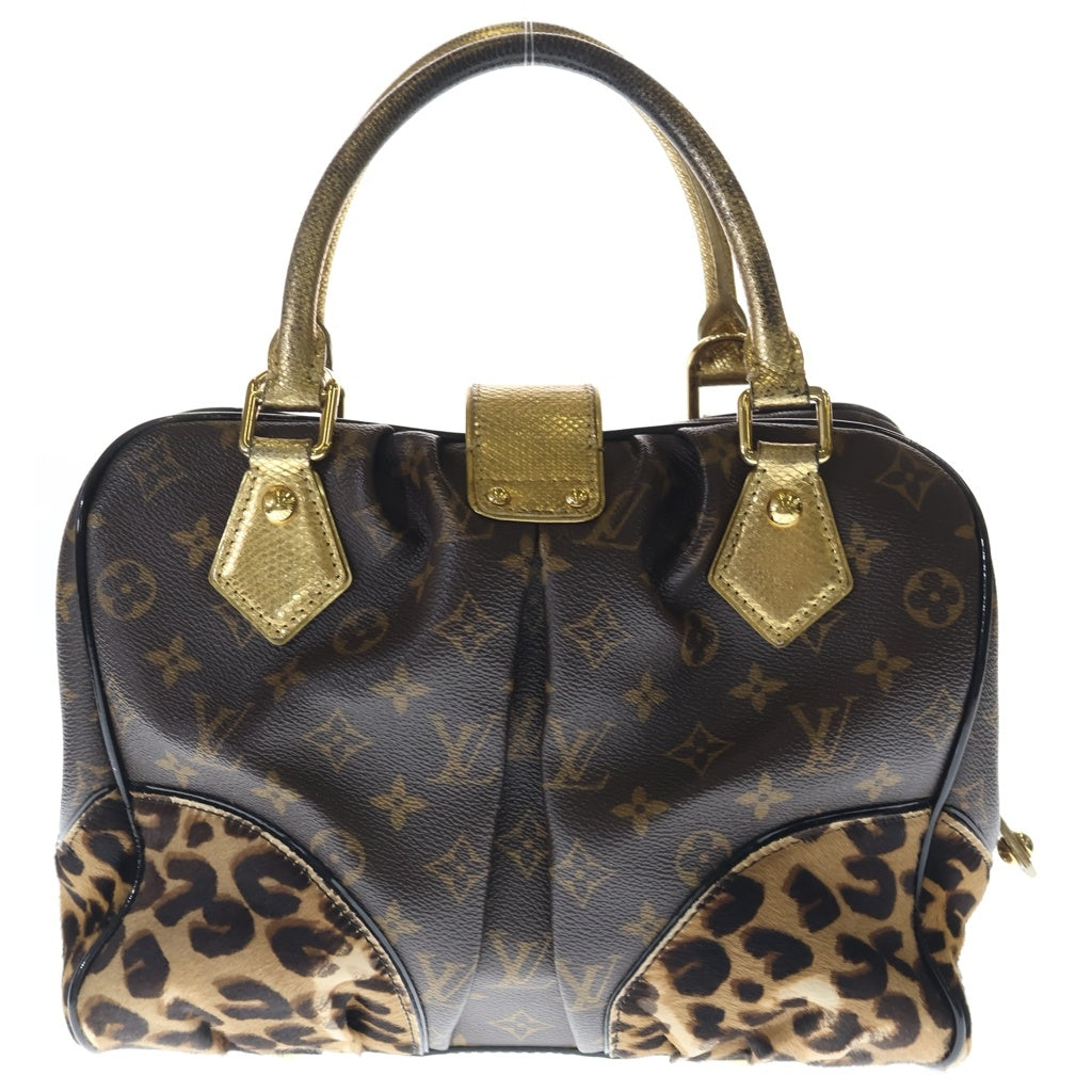 LOUIS VUITTON(ルイヴィトン) モノグラム レオパード アデル 2WAYハンドバッグ ショルダーバッグ ブラウン×ゴールド レザー×PVC×ハラコ M95284 ゴールド金具 レディース