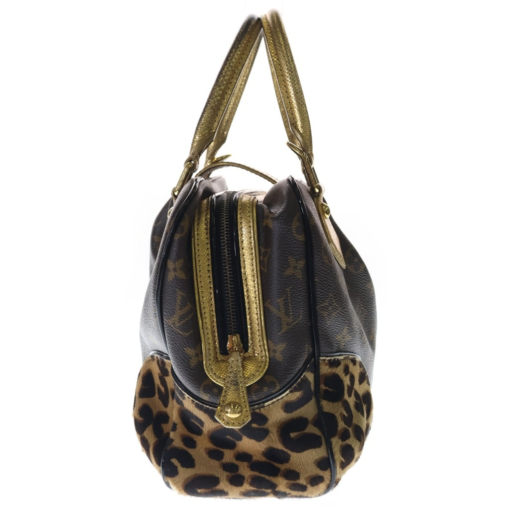 LOUIS VUITTON(ルイヴィトン) モノグラム レオパード アデル 2WAYハンドバッグ ショルダーバッグ ブラウン×ゴールド レザー×PVC×ハラコ M95284 ゴールド金具 レディース