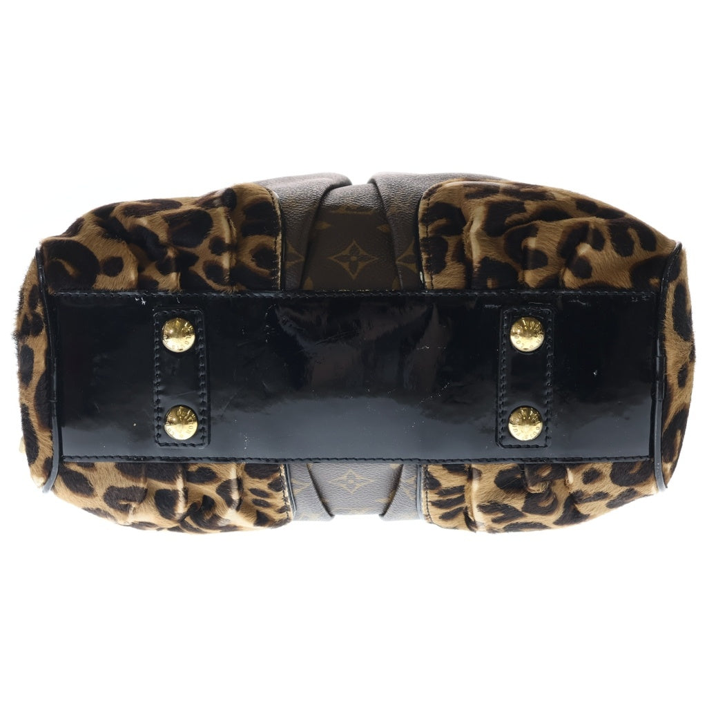 LOUIS VUITTON(ルイヴィトン) モノグラム レオパード アデル 2WAYハンドバッグ ショルダーバッグ ブラウン×ゴールド レザー×PVC×ハラコ M95284 ゴールド金具 レディース