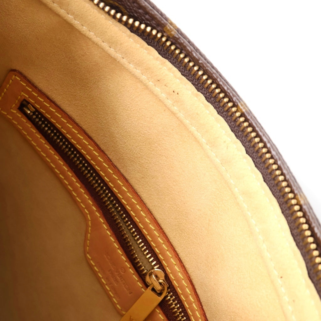 LOUIS VUITTON(ルイヴィトン) モノグラム ルーピングGM ハンドバッグ トートバッグ ブラウン レザー×PVC M51145 ゴールド金具 レディース