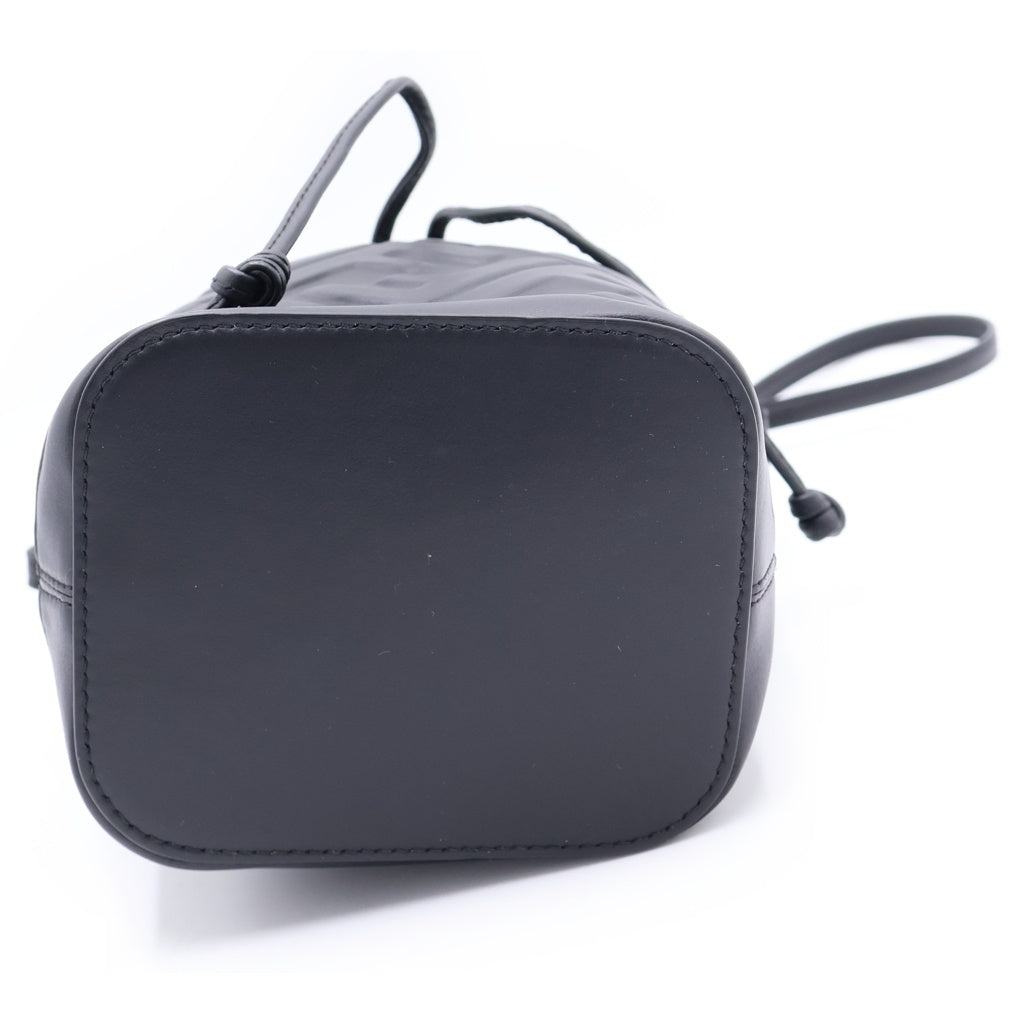 FENDI(フェンディ) モントレゾール ミニ ショルダーバッグ 巾着バッグ ブラック レザー 8BS093 ゴールド金具 レディース