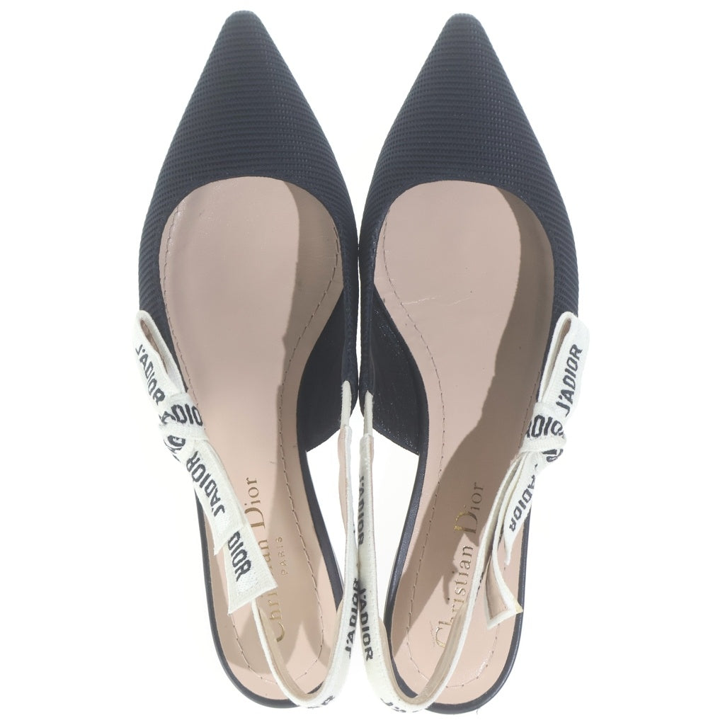 Christian Dior(クリスチャンディオール) J'ADIOR ジャディオール スリングバック ファブリック フラット パンプス シューズ ブラック レディース