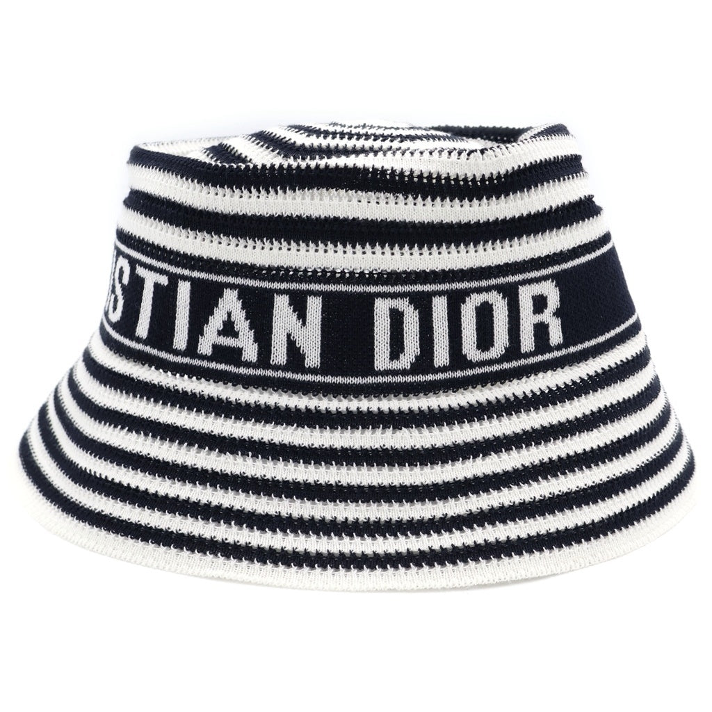 Christian Dior(クリスチャンディオール) 24SS ディオリビエラ D チューリップ クロシュ ハット 帽子 ネイビー/ホワイト 44DTK985A134 レディース