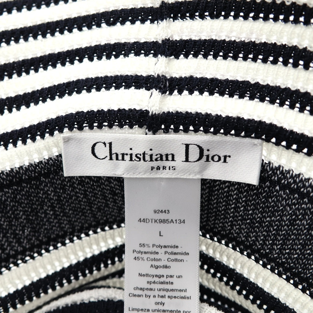 Christian Dior(クリスチャンディオール) 24SS ディオリビエラ D チューリップ クロシュ ハット 帽子 ネイビー/ホワイト 44DTK985A134 レディース