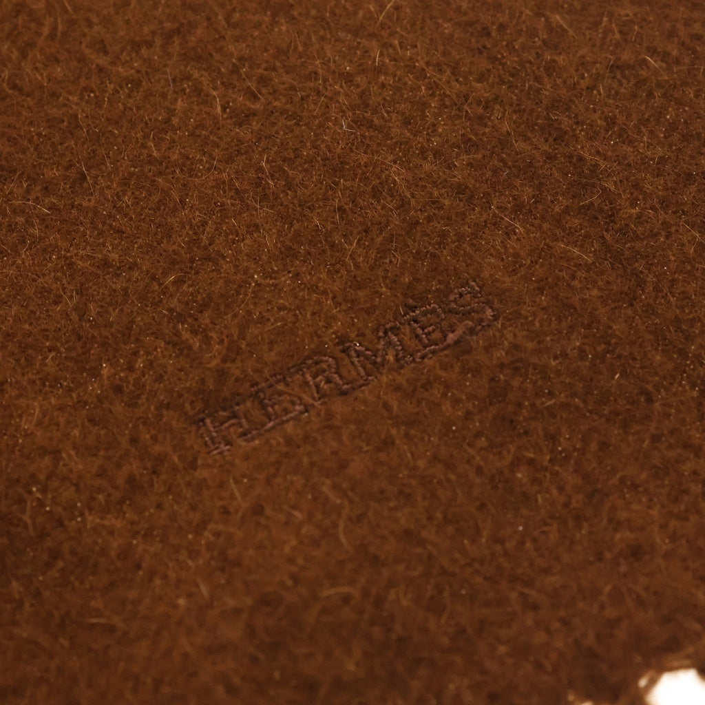 HERMES(エルメス) カシミヤ フリンジストール マフラー イングランド製 ブラウン レディース