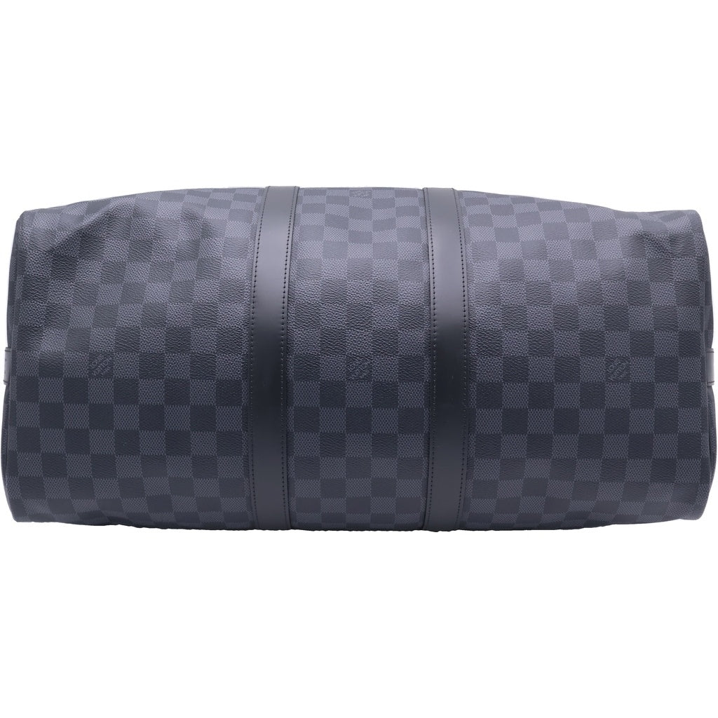 LOUIS VUITTON(ルイヴィトン) ダミエグラフィット キーポルバンドリエール45 2WAYハンドバッグ ショルダーバッグ ボストンバッグ ブラック レザー×PVC N41418 シルバー金具 レディース