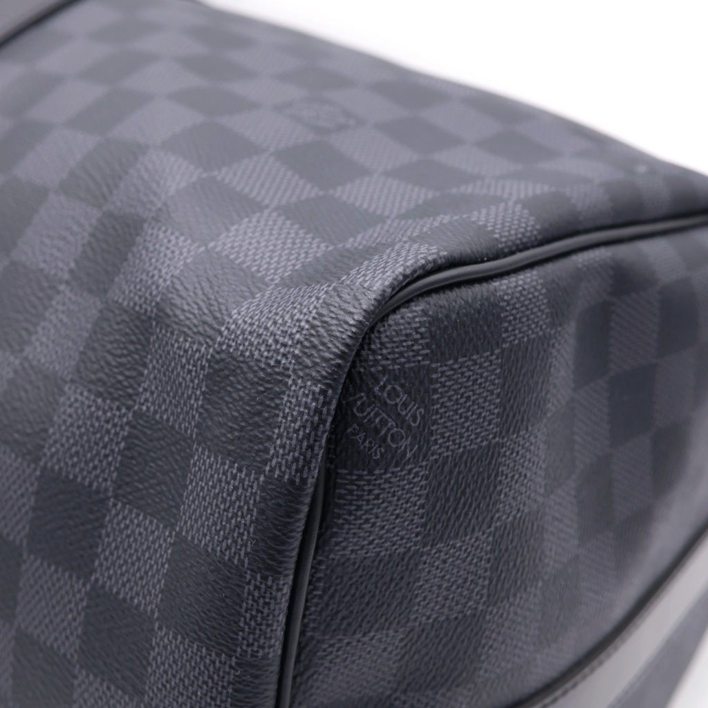 LOUIS VUITTON(ルイヴィトン) ダミエグラフィット キーポルバンドリエール45 2WAYハンドバッグ ショルダーバッグ ボストンバッグ ブラック レザー×PVC N41418 シルバー金具 レディース