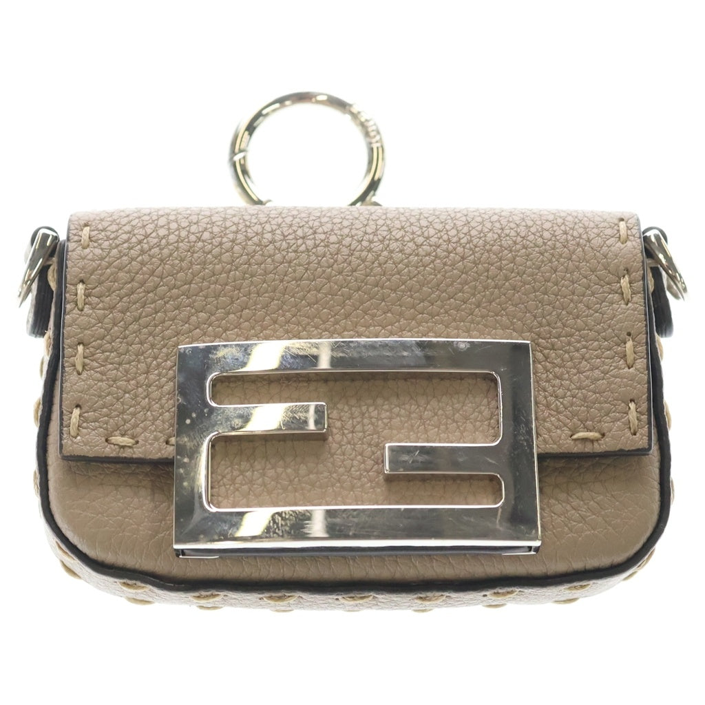 FENDI(フェンディ) ナノバケット ミニ 2WAYショルダーポーチ チェーンバッグ グレージュ レザー 7AS045 シルバー金具 レディース