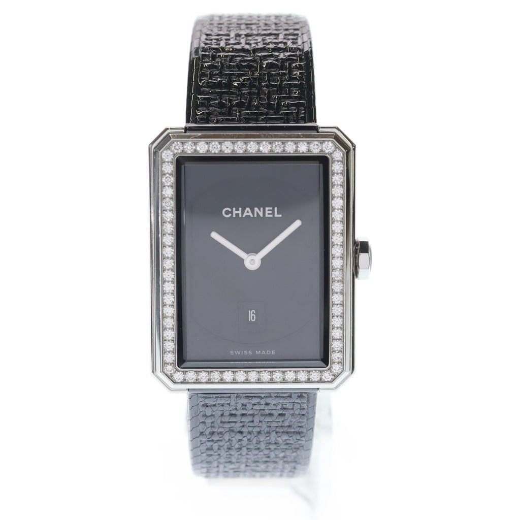 CHANEL(シャネル) ボーイフレンド ダイヤベゼル 黒文字盤 SS/QZ ステンレス クォーツ 電池式 腕時計 H5318 レディース
