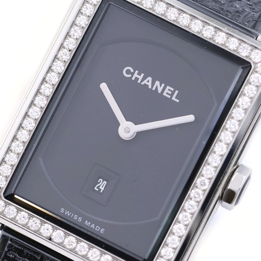 CHANEL(シャネル) ボーイフレンド ダイヤベゼル 黒文字盤 SS/QZ ステンレス クォーツ 電池式 腕時計 H5318