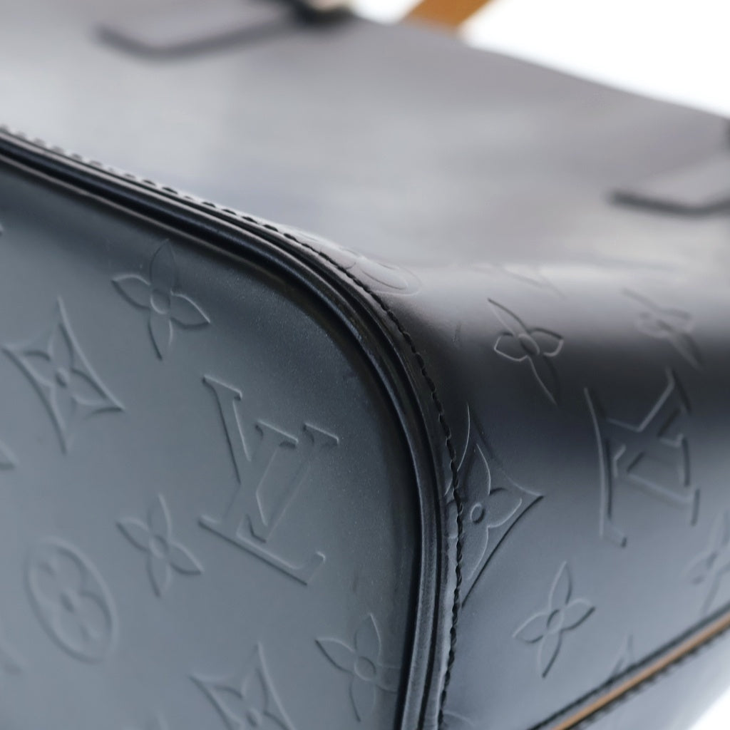 LOUIS VUITTON(ルイヴィトン) モノグラムマット ストックトン ハンドバッグ トートバッグ メタリックネイビー レザー M55112 シルバー金具 レディース
