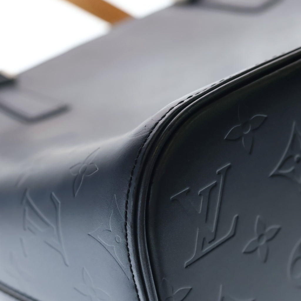 LOUIS VUITTON(ルイヴィトン) モノグラムマット ストックトン ハンドバッグ トートバッグ メタリックネイビー レザー M55112 シルバー金具 レディース