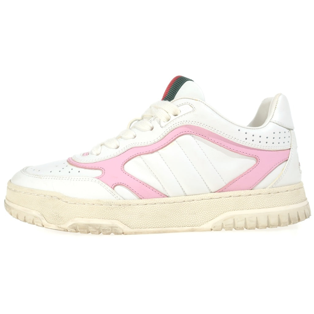 GUCCI(グッチ) Re-Web リウェブ シェリーライン レザー ローカットスニーカー シューズ #36 ホワイト/ピンク 785728 レディース