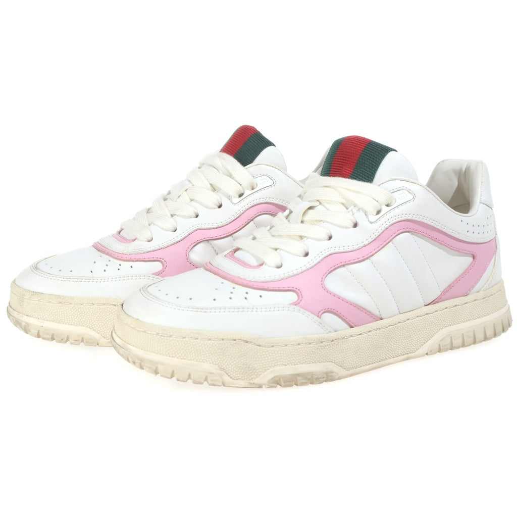 GUCCI(グッチ) Re-Web リウェブ シェリーライン レザー ローカットスニーカー シューズ #36 ホワイト/ピンク 785728 レディース