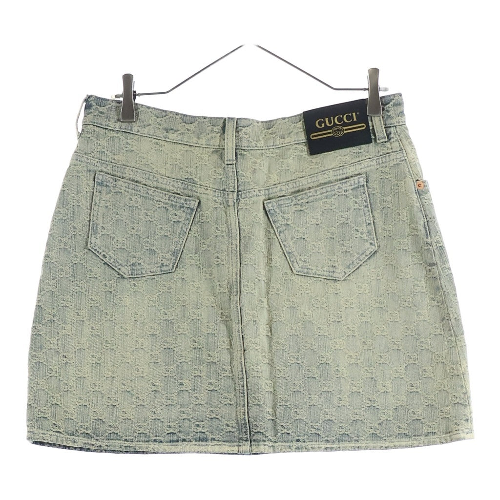 GUCCI(グッチ) GGデニムミニスカート コットン 総柄 ブルー 678789 レディース