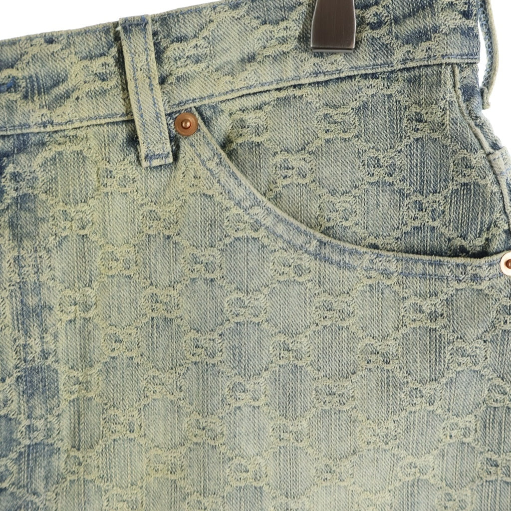 GUCCI(グッチ) GGデニムミニスカート コットン 総柄 ブルー 678789 レディース