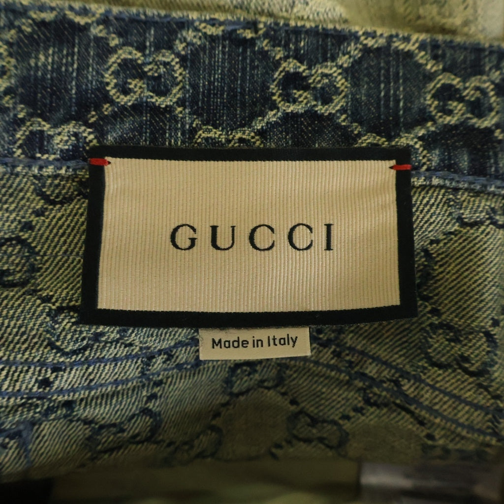 GUCCI(グッチ) GGデニムミニスカート コットン 総柄 ブルー 678789 レディース