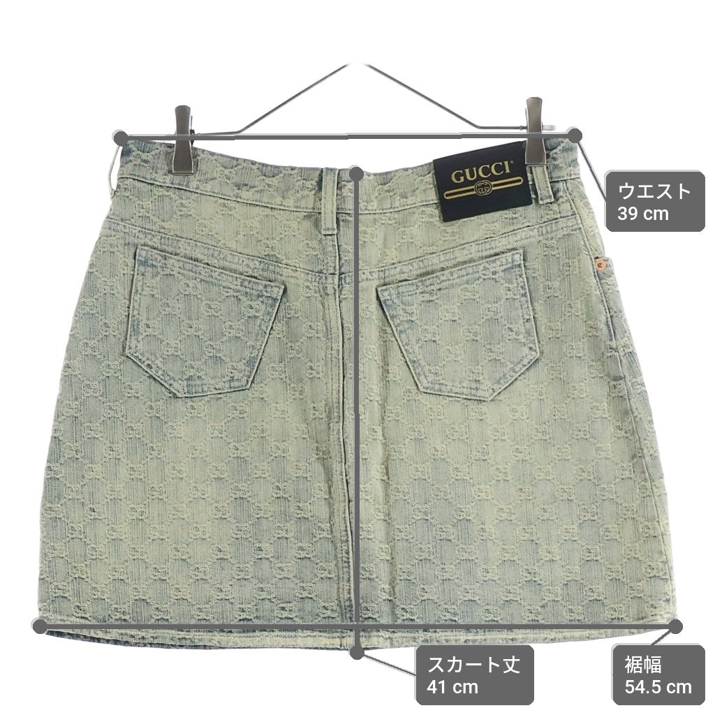 GUCCI(グッチ) GGデニムミニスカート コットン 総柄 ブルー 678789 レディース