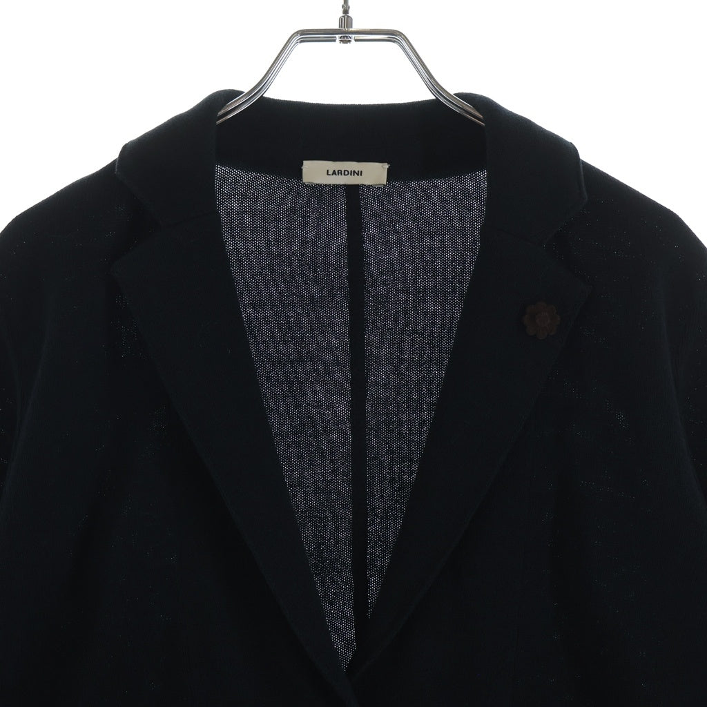 LARDINI(ラルディーニ) 2Bコットンニットテーラードジャケット カーディガン イタリア製 花モチーフボタン ブラック P0JDIANTHA レディース