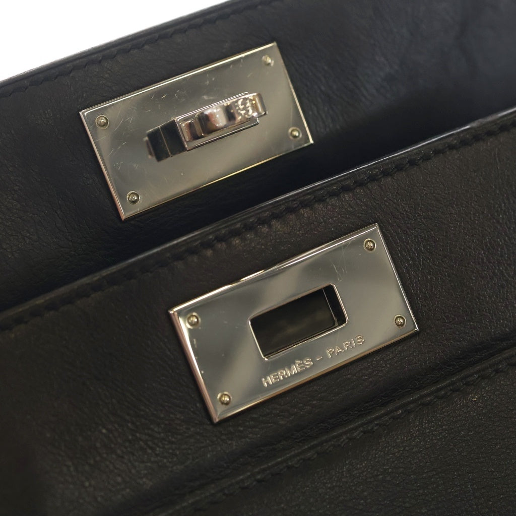 HERMES(エルメス) ツールボックス20 2WAYハンドバッグ ショルダーバッグ ブラック スイフト レザー シルバー金具 レディース