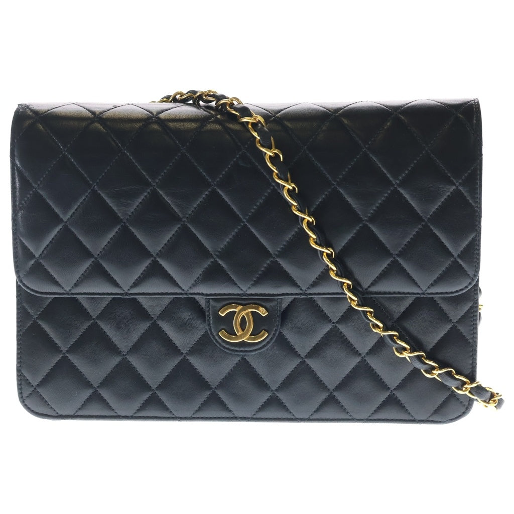 CHANEL(シャネル) マトラッセ25 プッシュロック ラムスキン ゴールド金具 チェーンショルダーバッグ ブラック レディース