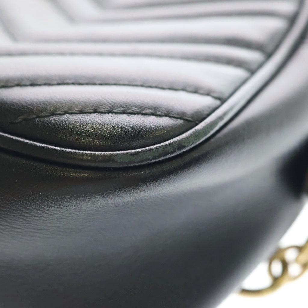 GUCCI(グッチ) GGマーモント レザー ゴールド金具 ショルダーバッグ ブラック 447632 レディース