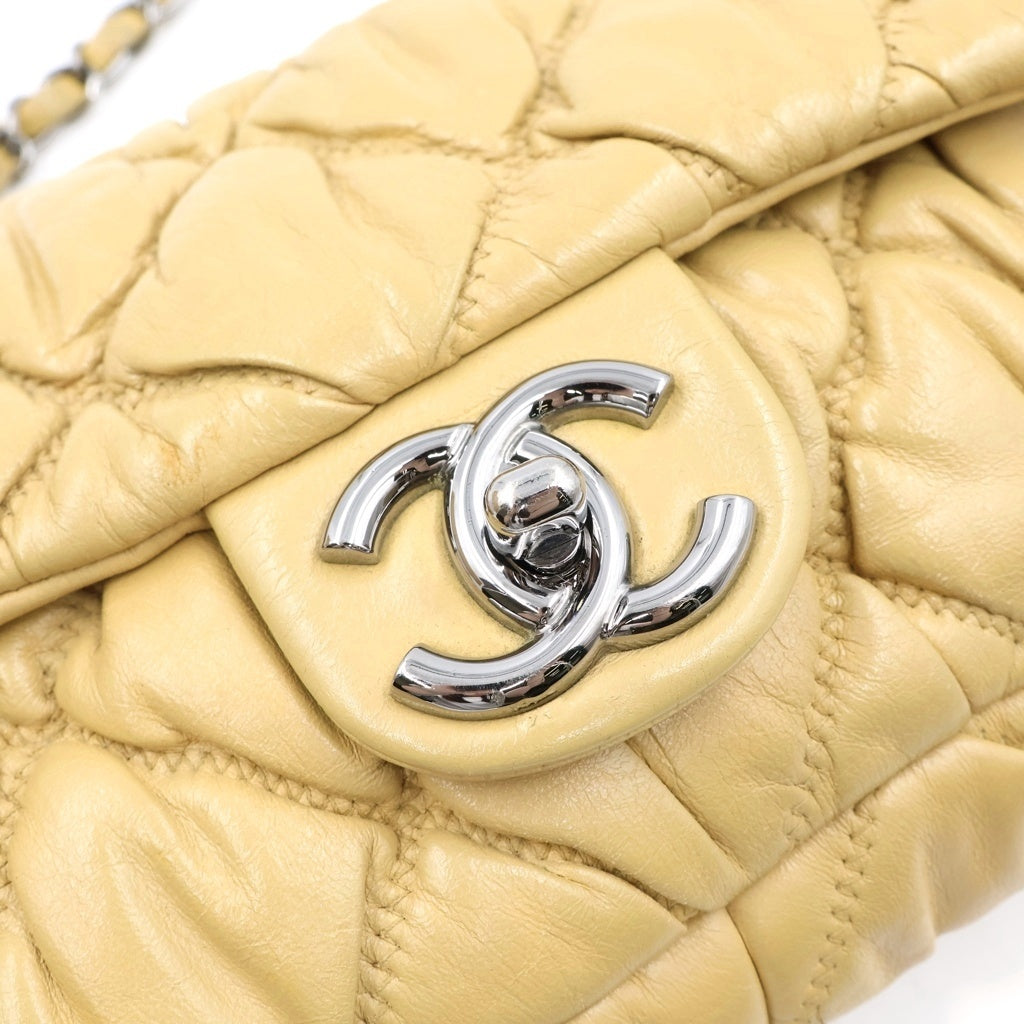 CHANEL(シャネル) マトラッセ24 バブルキルト ターンロック Sフラップ チェーンショルダーバッグ ブラウンベージュ レザー ガンメタ金具 レディース