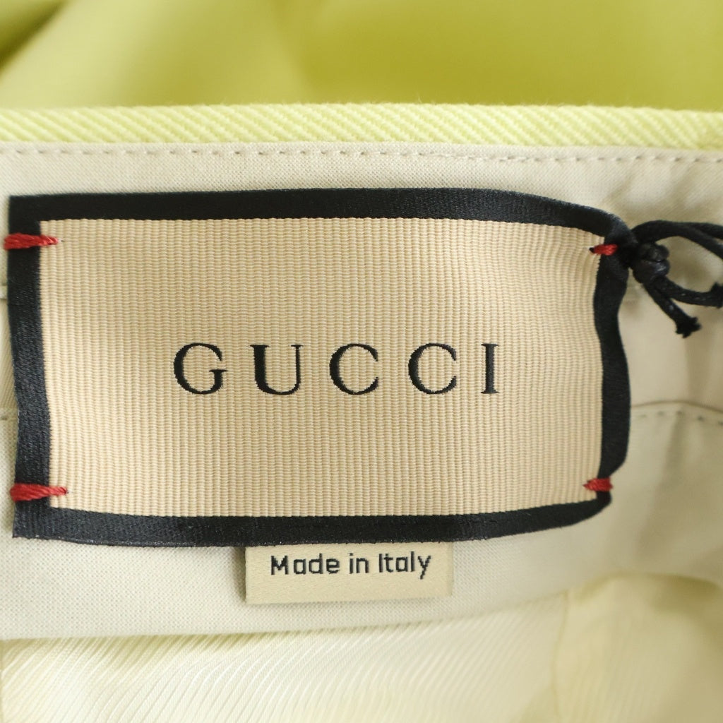 GUCCI(グッチ) センタープレス ウールワイドパンツ スラックス トラウザーズ イエロー 747163