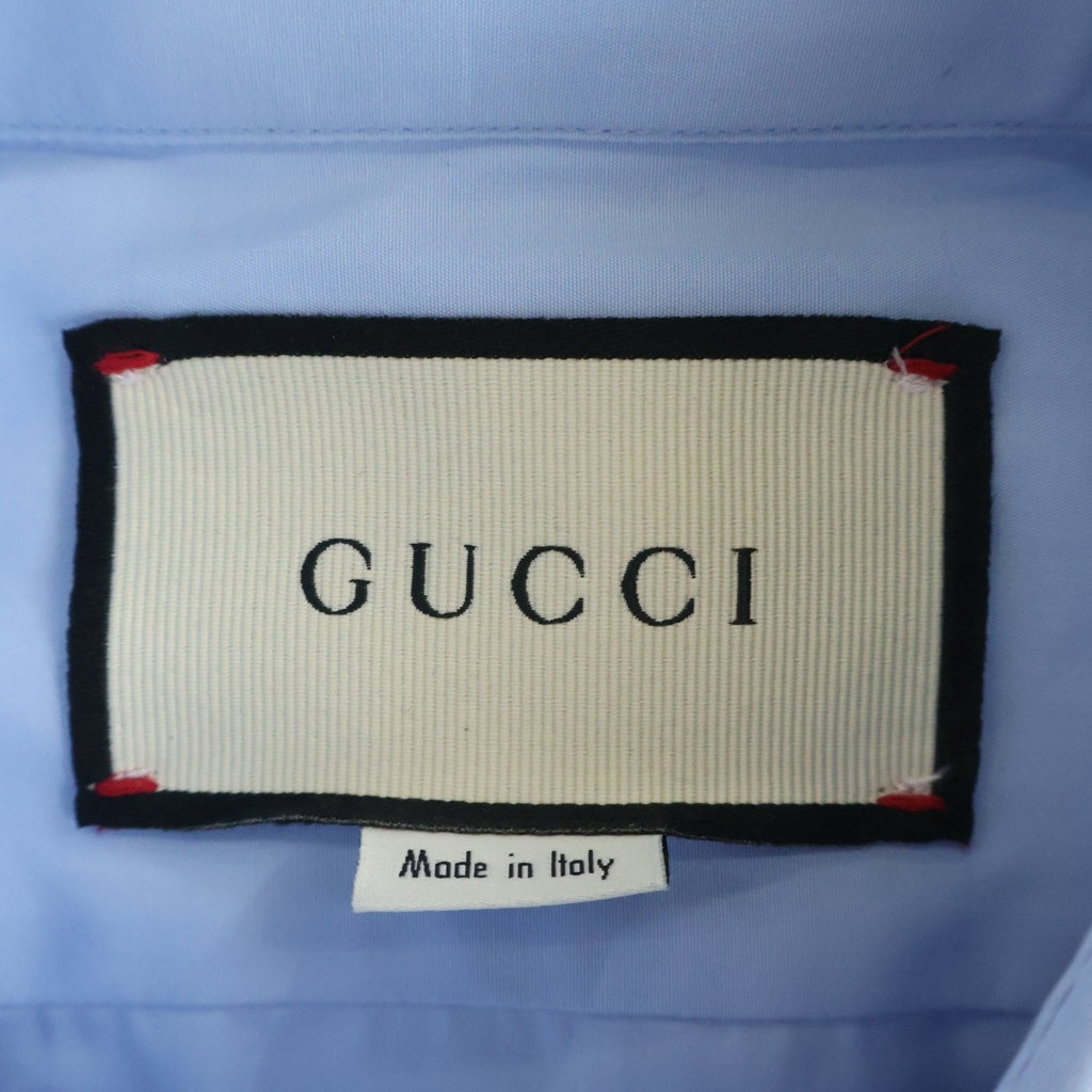 GUCCI(グッチ) COTTON POPLIN SHIRT コットン ポプリン レギュラーカラー長袖シャツ カフスボタン ブルー 535172 21131