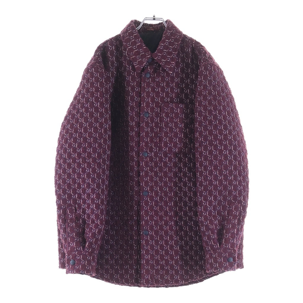GUCCI(グッチ) 24AW Burgundy Boucle Padded Shirt バーガンディブークレ パデットシャツ ジャケット Gジャカード ウール 787904